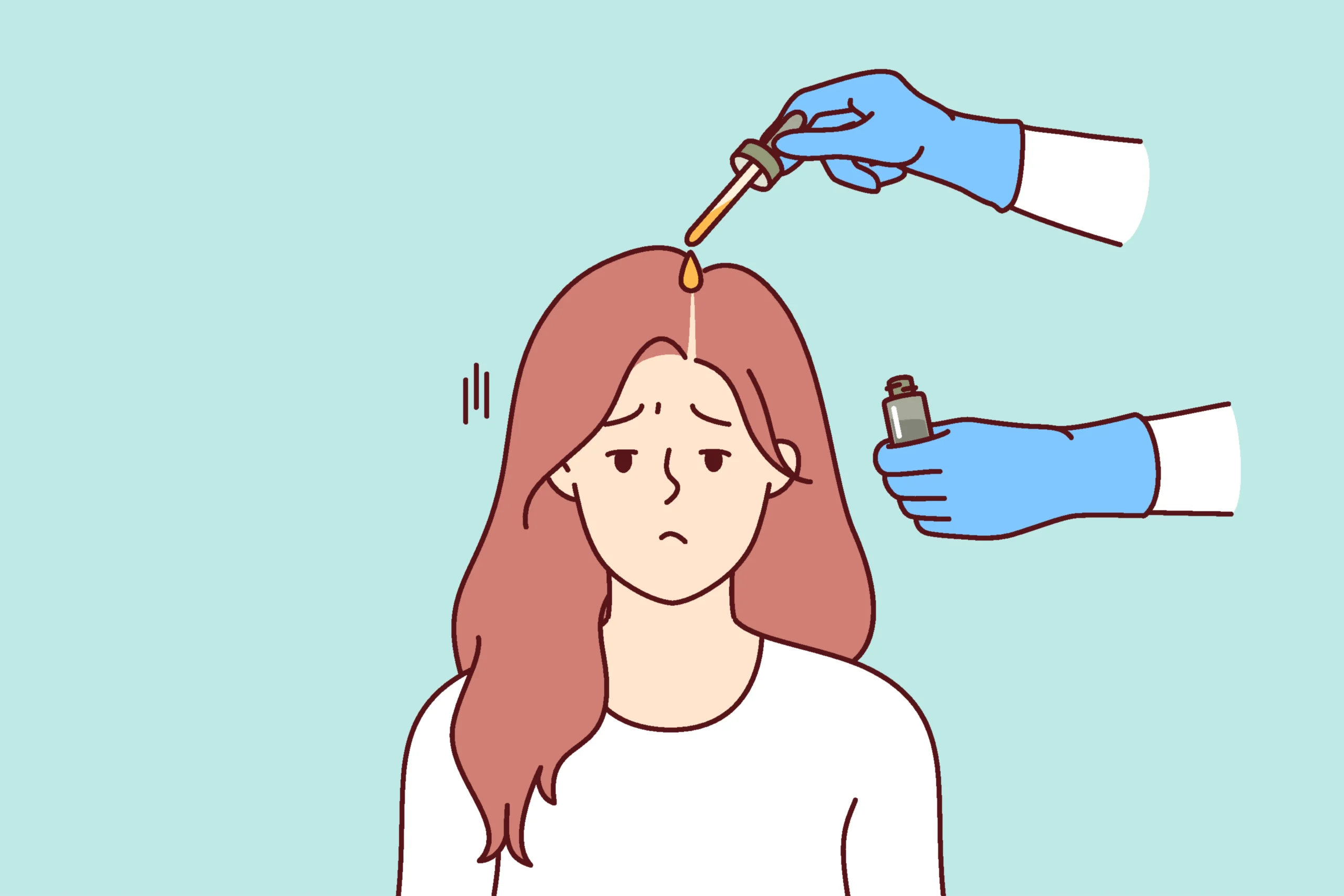 Woman experiencing hair fall after oiling while holding loose strands, highlighting concern about hair loss
